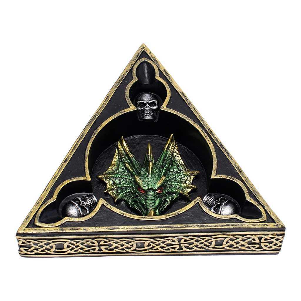 GREEN TRI-HEAD DRAGON ASHTRAY - Image 2