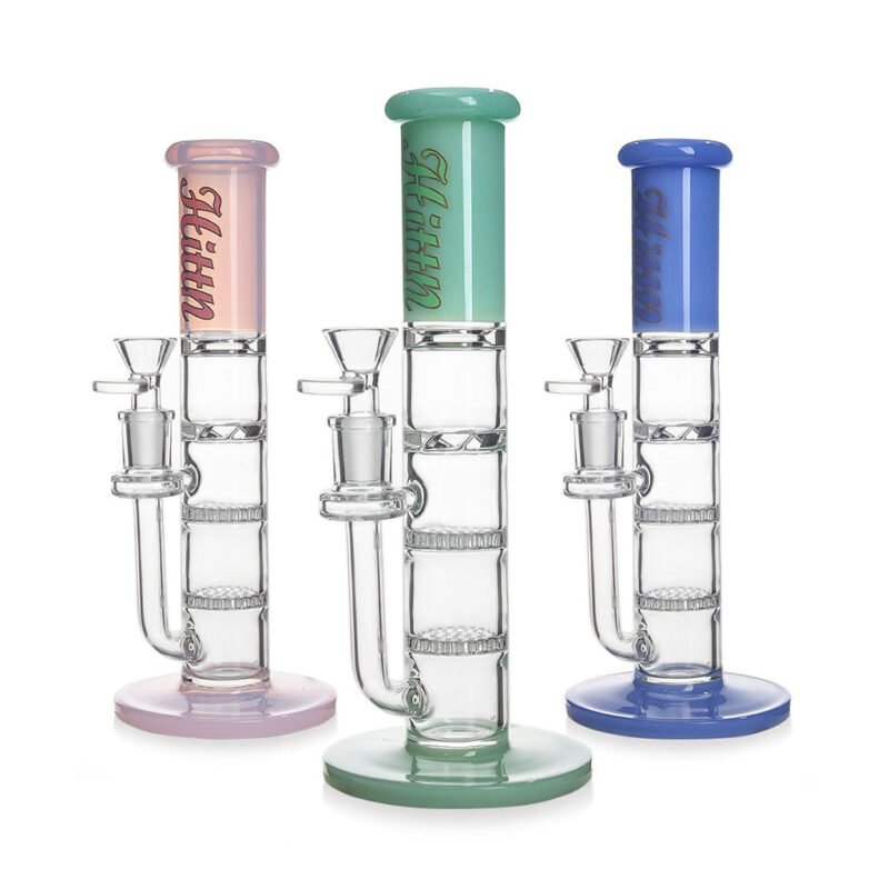 HITTN DOUBLE HONEYCOMB WITH TURBINE PERC STRAIGHT TUBE BONG