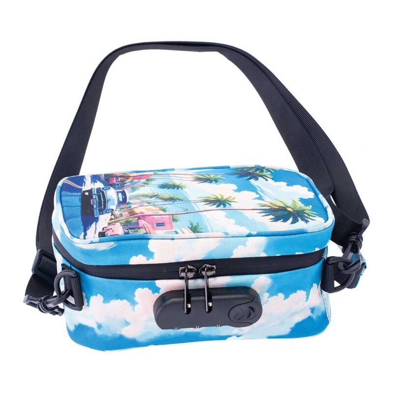 8.5IN X 5.5IN X 4.5IN SMELLPROOF BAG - PALM CITY RETRO